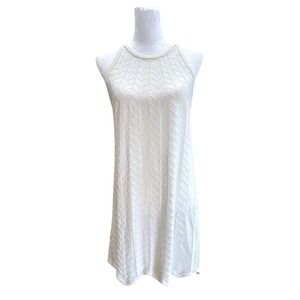 Joie Knit Tank Dress Sleeveless Chevron Pattern Casual White‎ Dress Size M